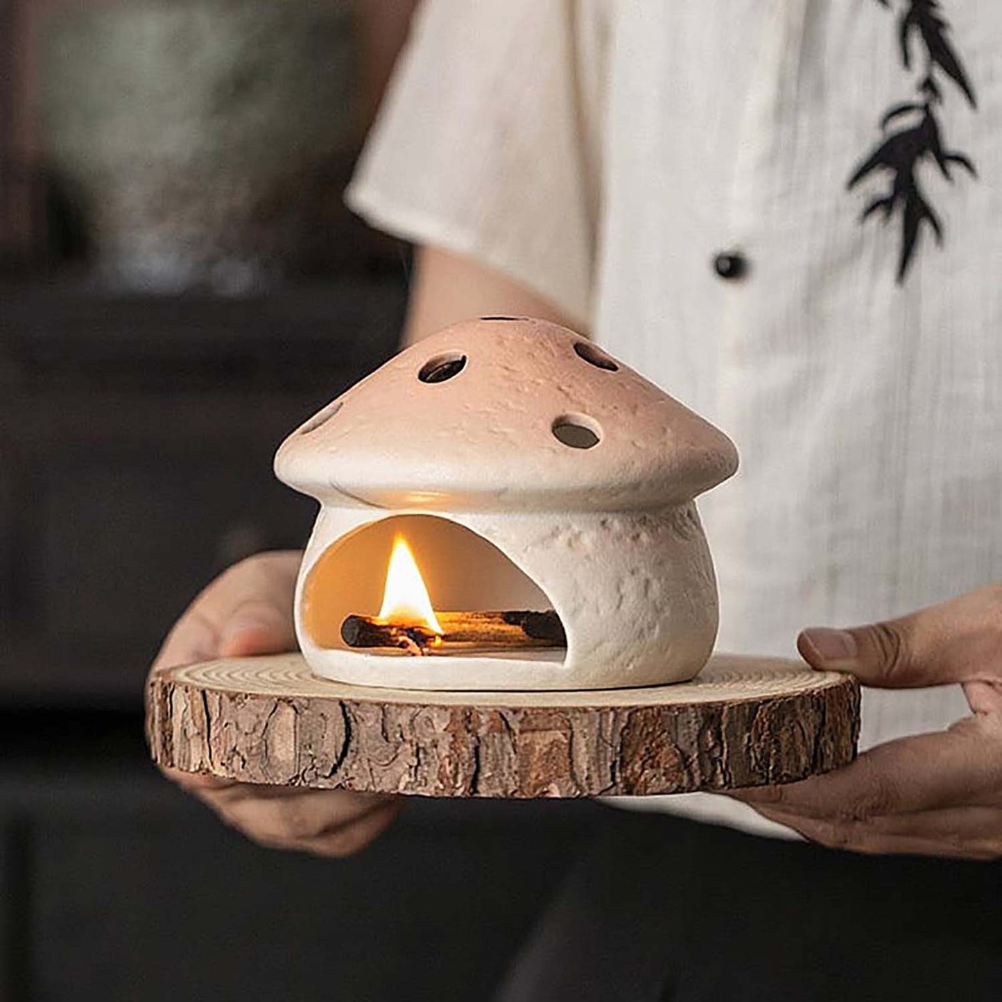 HAKU Ceramic Mushroom Incense Burner - Pink Mushroom 58154