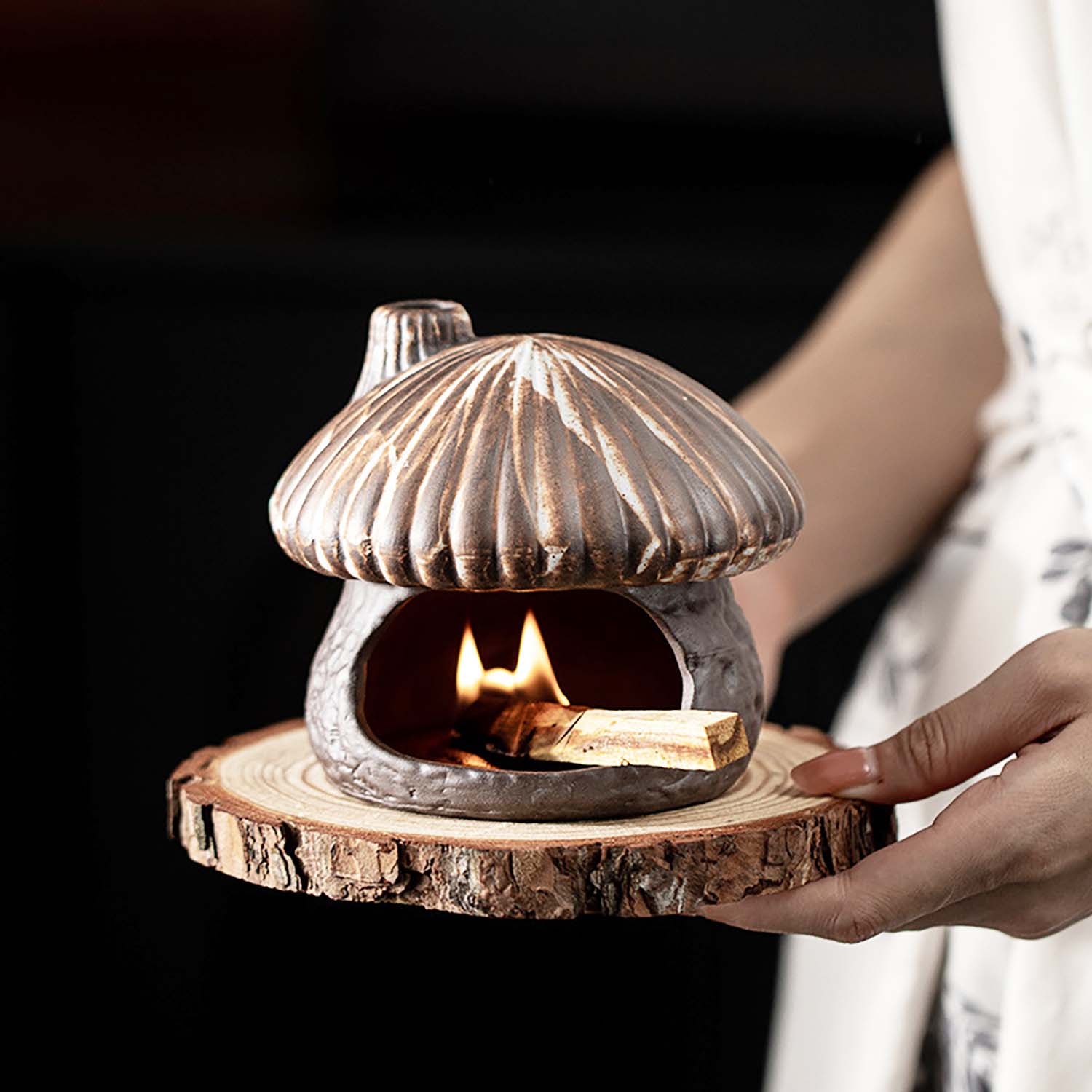 HAKU Ceramic Mushroom House Back Flow Incense Burner 59291