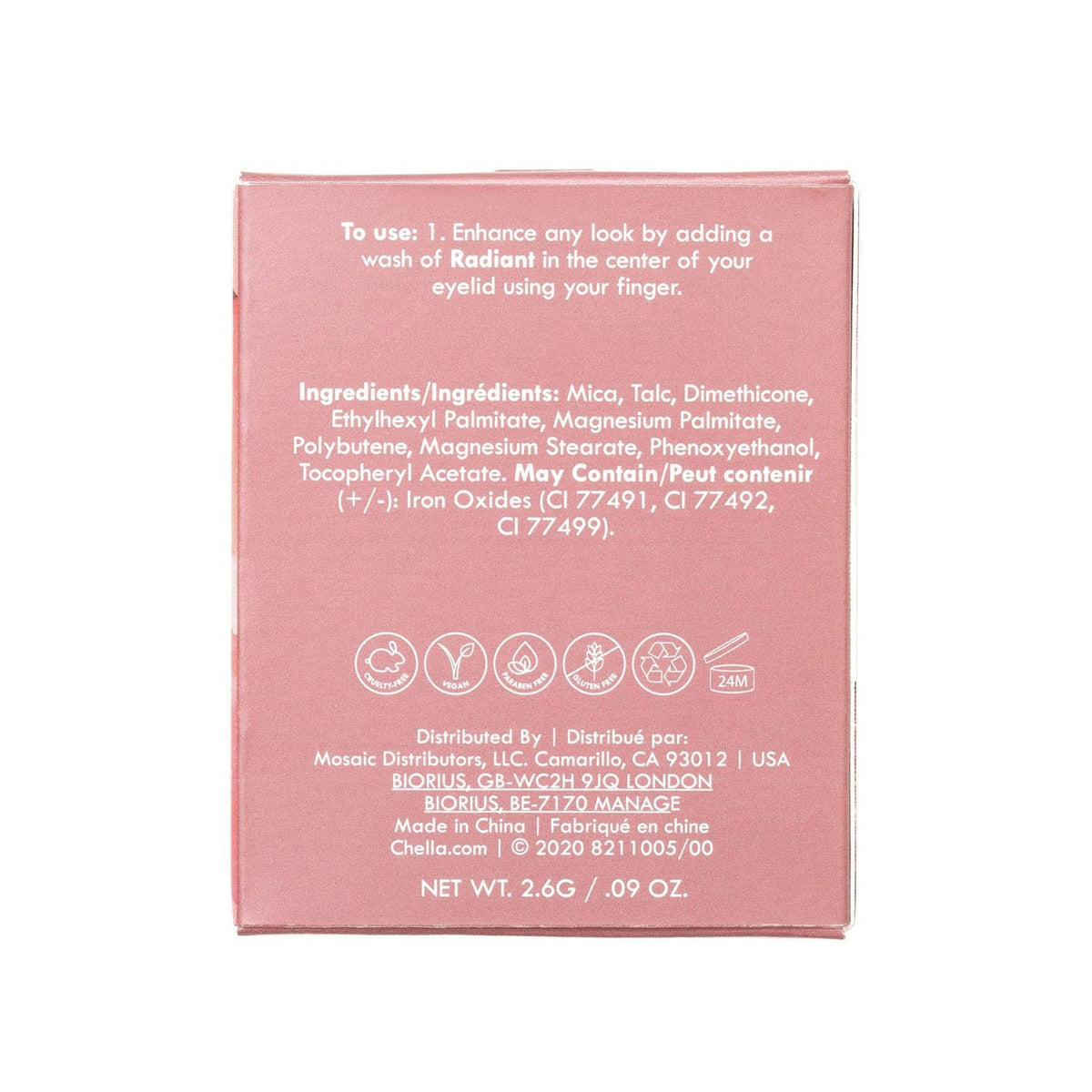 Chella Radiant Refill Eyeshadow Pearl - Đồng 2.6g 11005
