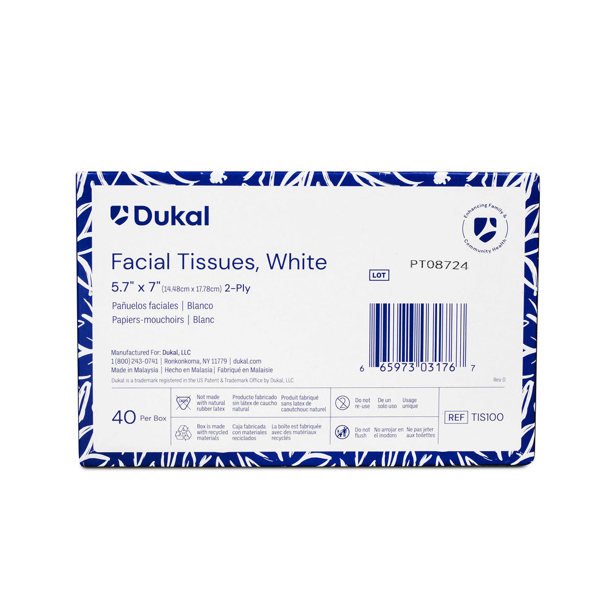 Khăn giấy Dukal 2 lớp 5.7"x7" 40 tờ/hộp TIS100 03176