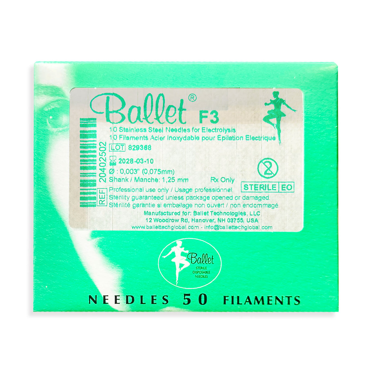 Mũi kim điện phân thép không gỉ Ballet F3 -50 cái/hộp 02502