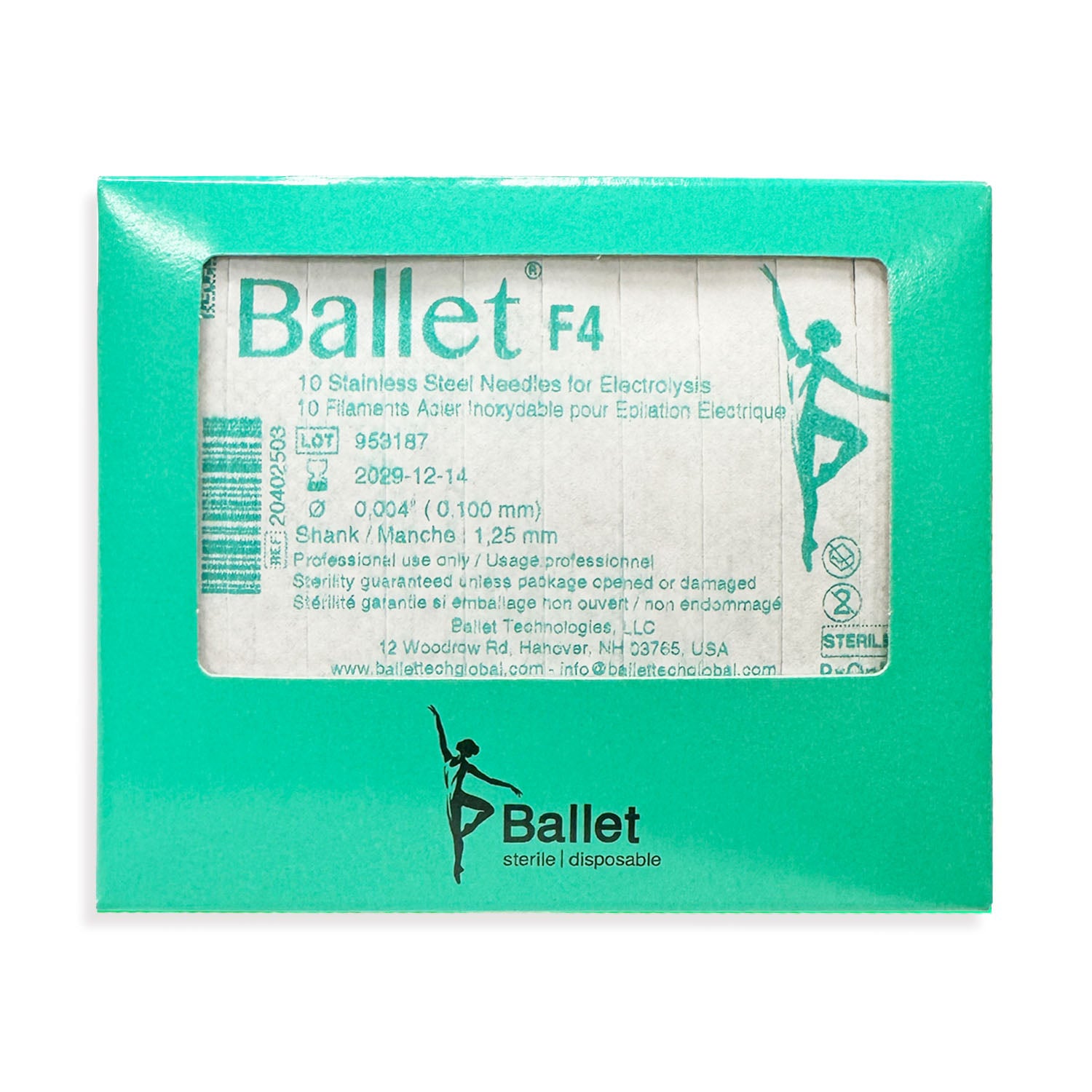 Ballet Stainless Steel Electrolysis Needles F4 -50/pk 02503
