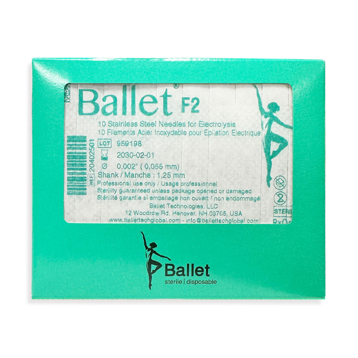 Ballet Stainless Steel Electrolysis Needles F2 -50/pk 02501