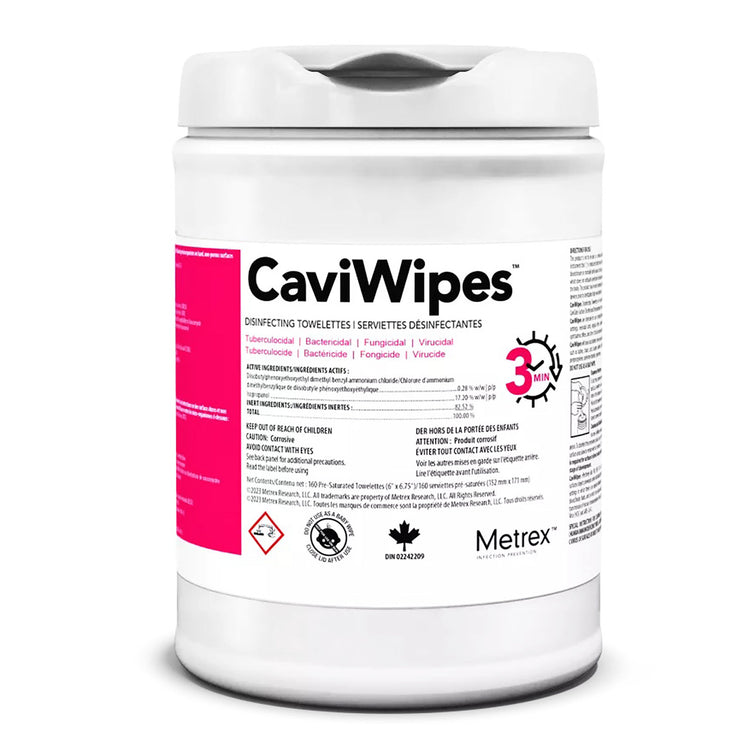 Metrex CaviWipes 160 Pre-Saturated Towelettes 6"x6.75" 1100