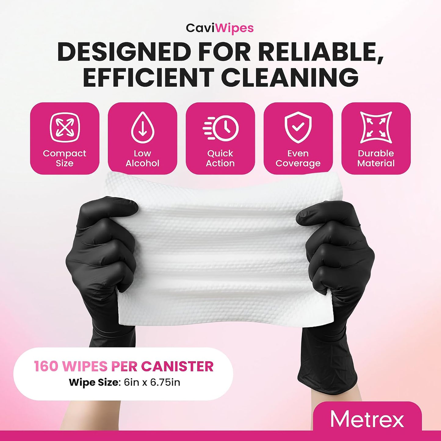 Metrex CaviWipes 160 Pre-Saturated Towelettes 6"x6.75" 51000