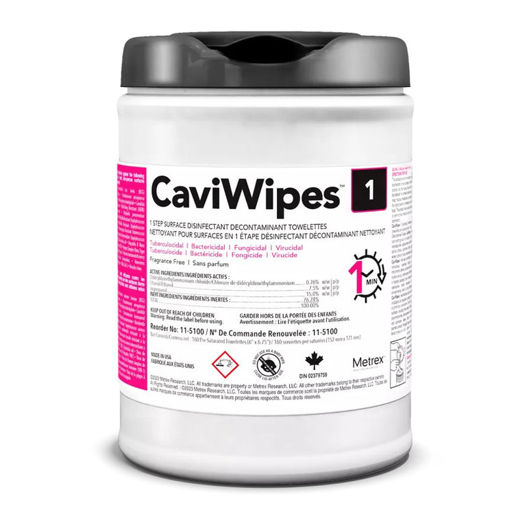 Metrex CaviWipes 160 Pre-Saturated Towelettes 6"x6.75" 51000