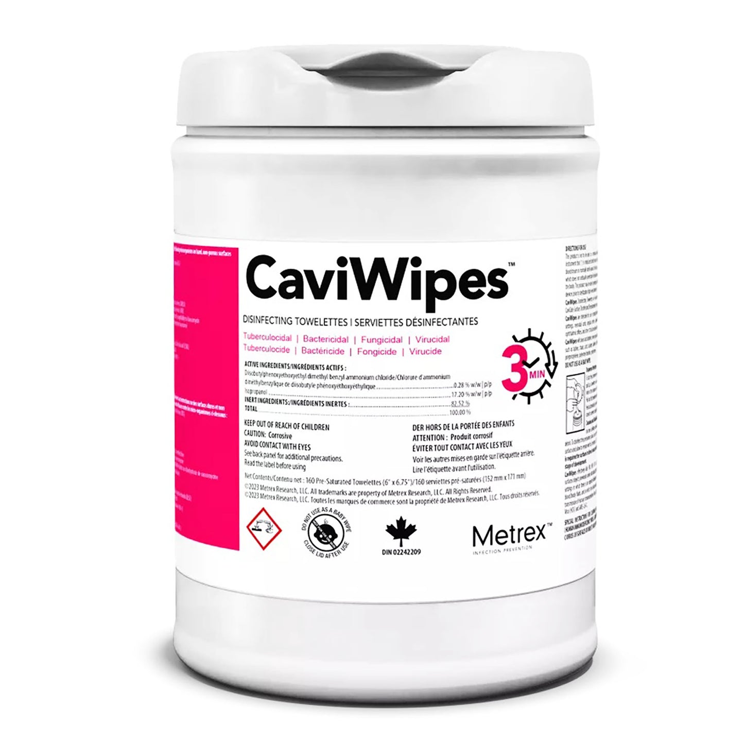 Metrex CaviWipes 160 Pre-Saturated Towelettes 6"x6.75" 51000