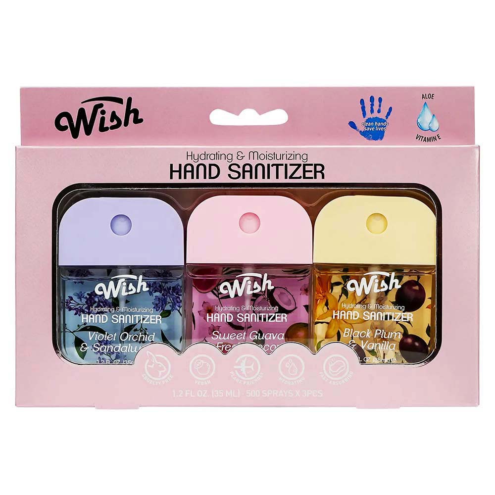 Wish Liquid Hand Sanitizer Spray 1.2oz 3pk 60420