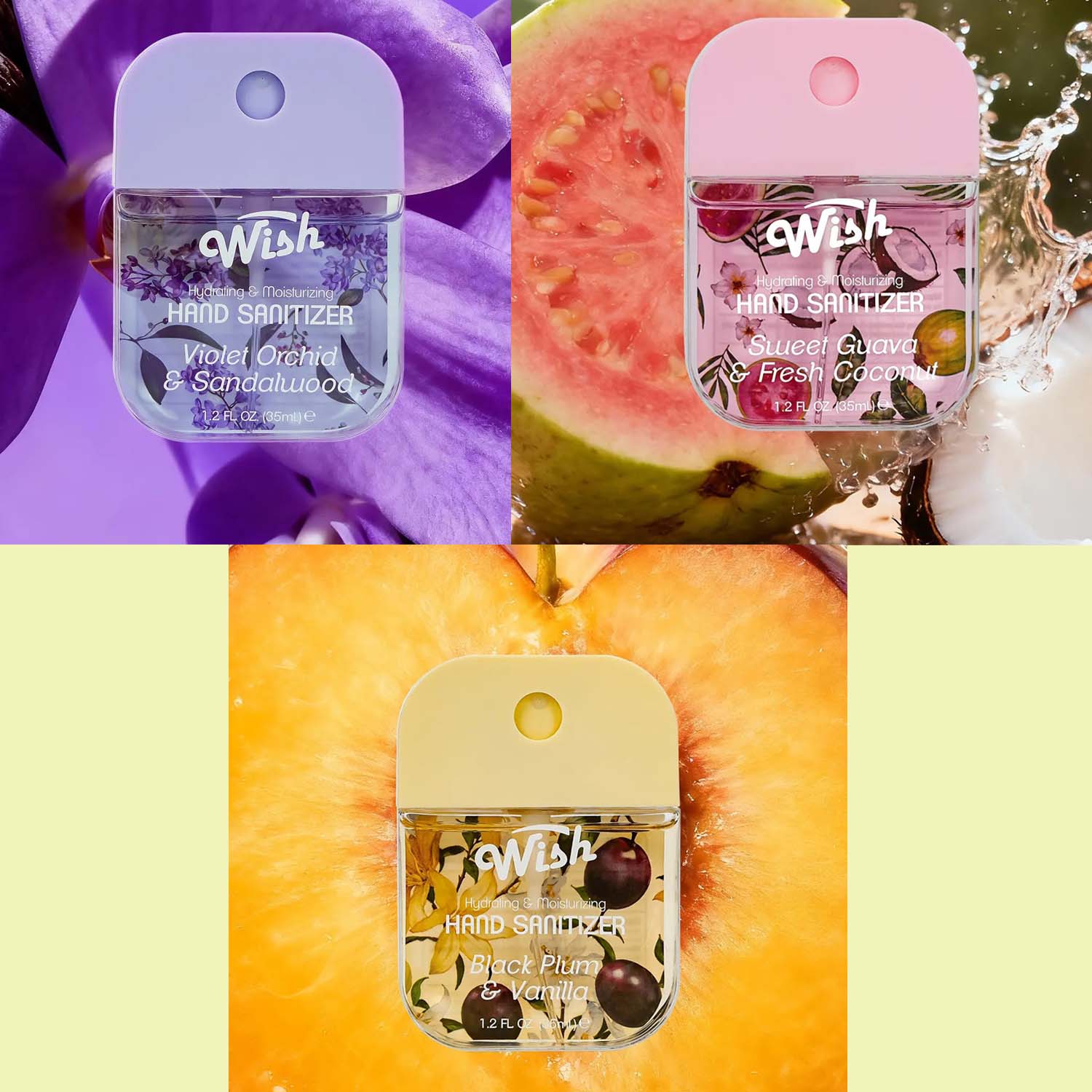 Wish Liquid Hand Sanitizer Spray 1.2oz 3pk 60420