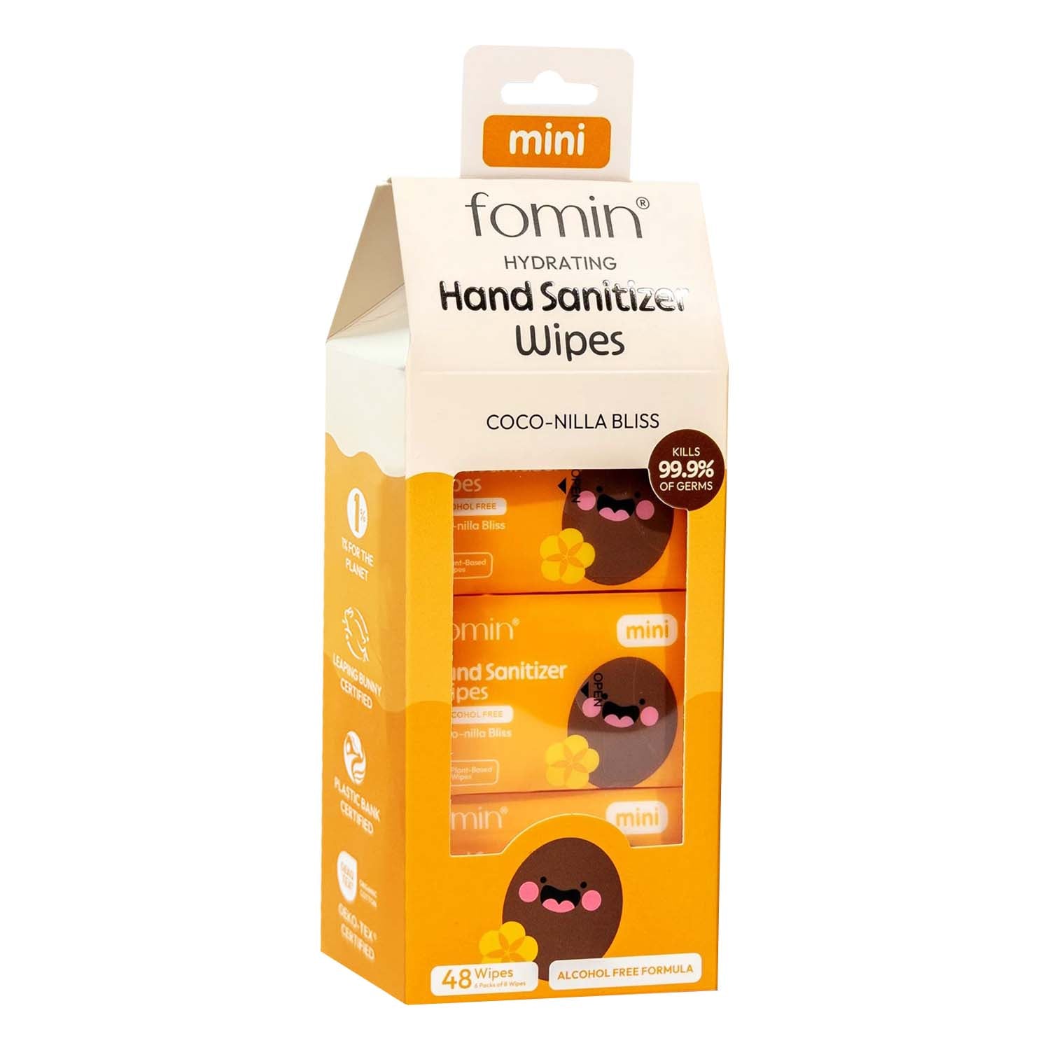 Fomin Hydrating Hand Sanitizer Wipes Coco-Nilla Bliss 96094
