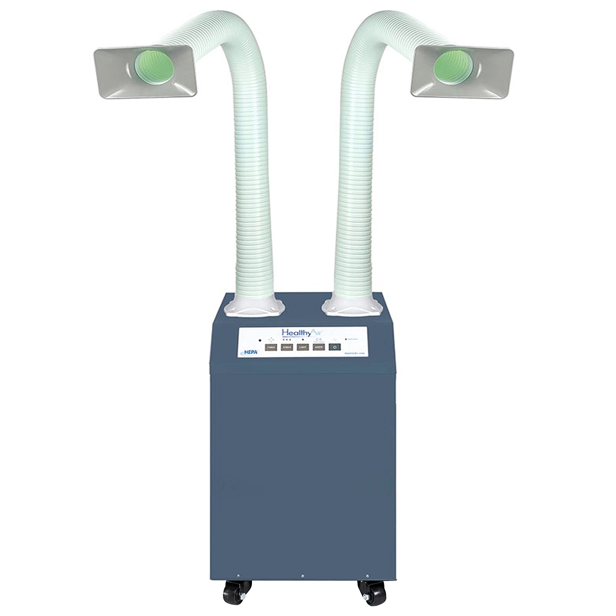Purificateur d'air à capture à la source HealthyAir, gris, double, rectangulaire