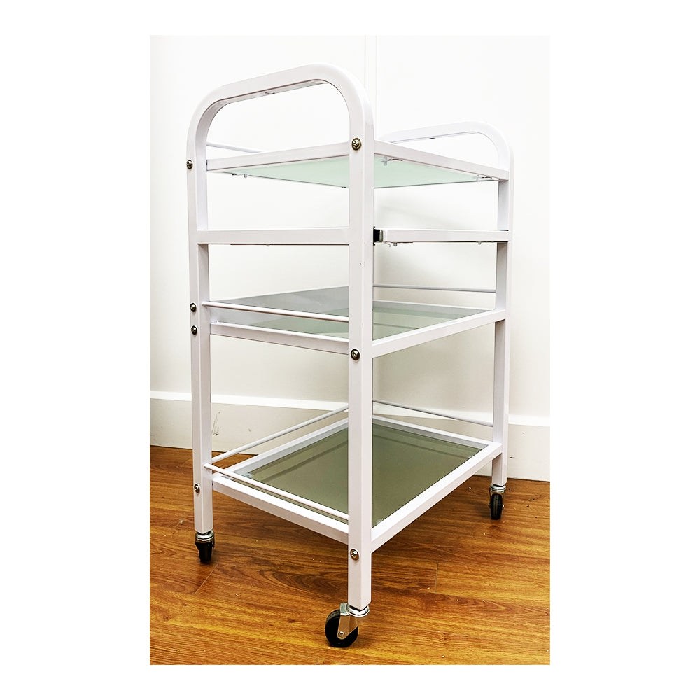 PI Beauty Trolley Glass Shelves White BT-018