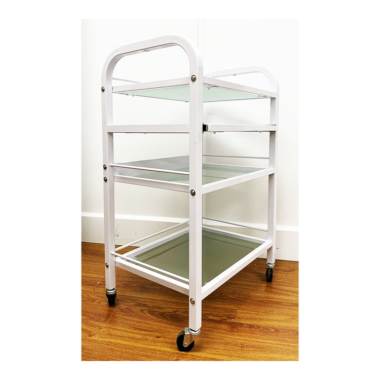 PI Beauty Trolley Glass Shelves White BT-018