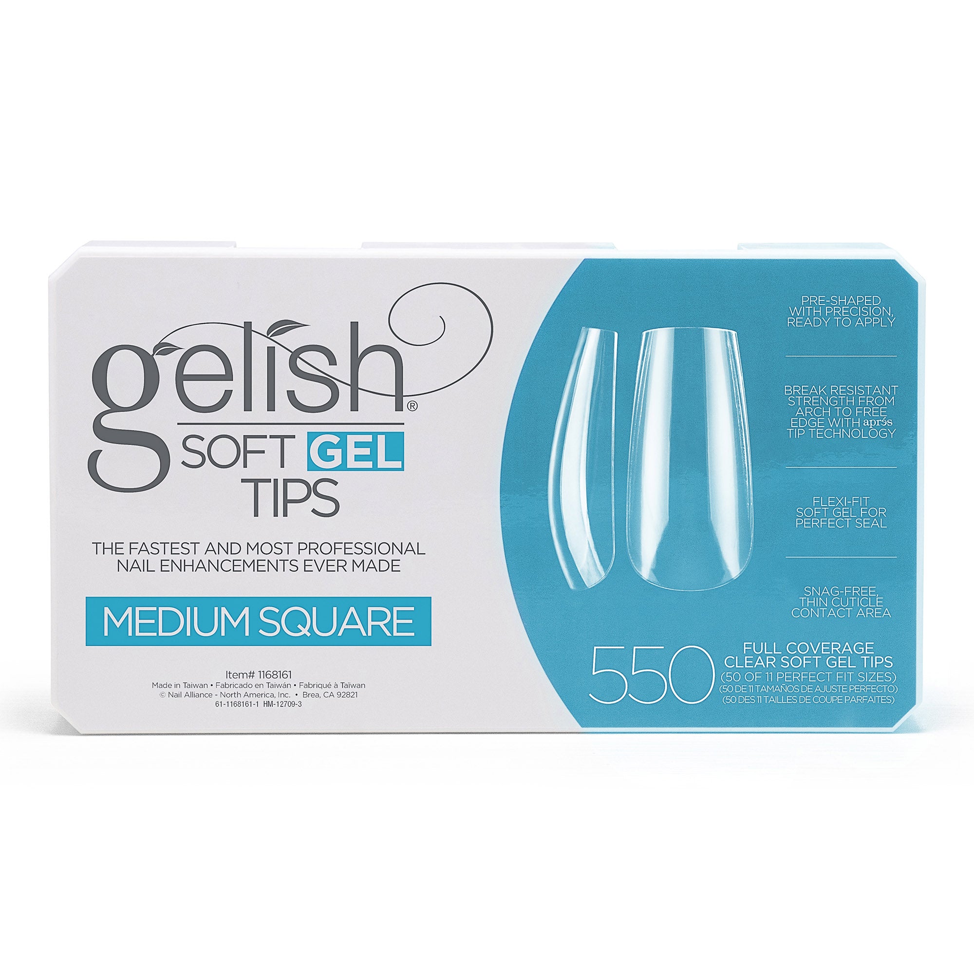 Gelish Clear Soft Gel Tips Medium Square 550 Tips 1168161