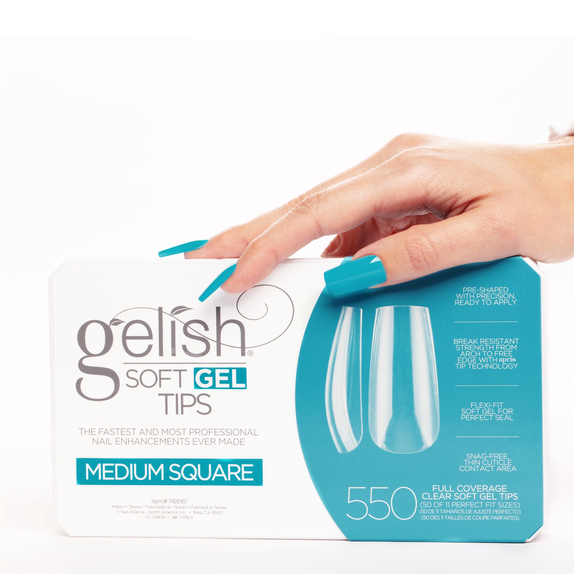 Gelish Clear Soft Gel Tips Medium Square 550 Tips 1168161