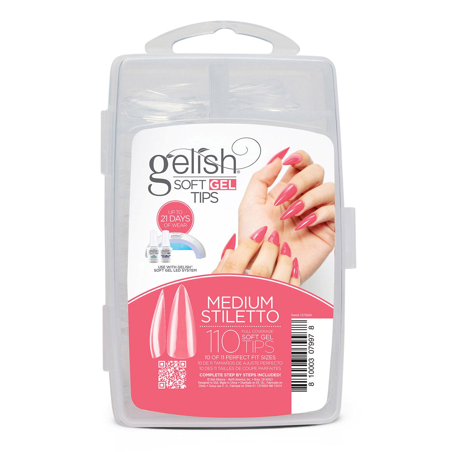 Gelish Clear Soft Gel Tips Medium Stiletto 110 Tips 1270004