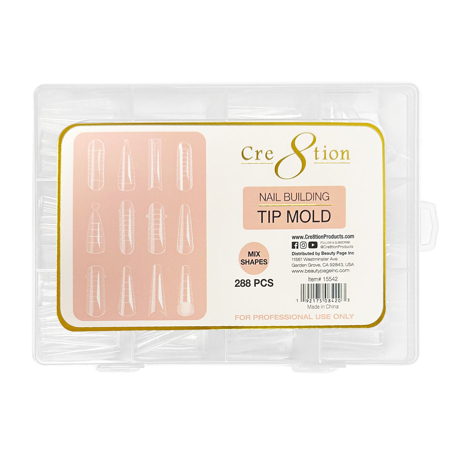 Cre8tion Nail Building Tip Mold 288pcs Mix Shapes 15542
