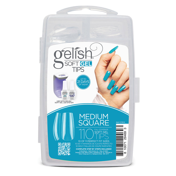Gelish Clear Soft Gel Tips Medium Square 110 Tips 1270010