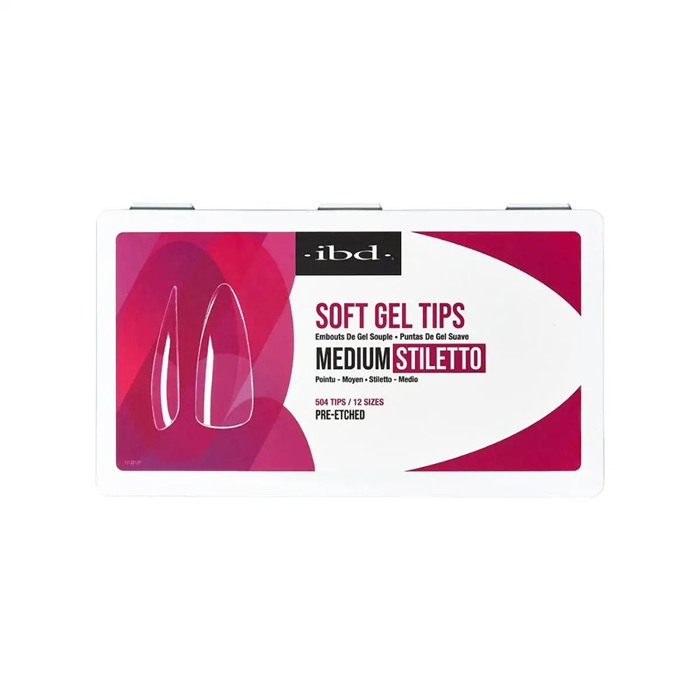 IBD Soft Gel Tips 504 Tips 12 Sizes - Medium Stiletto 36204