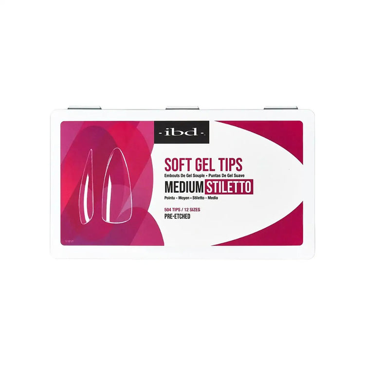 IBD Soft Gel Tips 504 Tips 12 Sizes - Medium Stiletto 36204