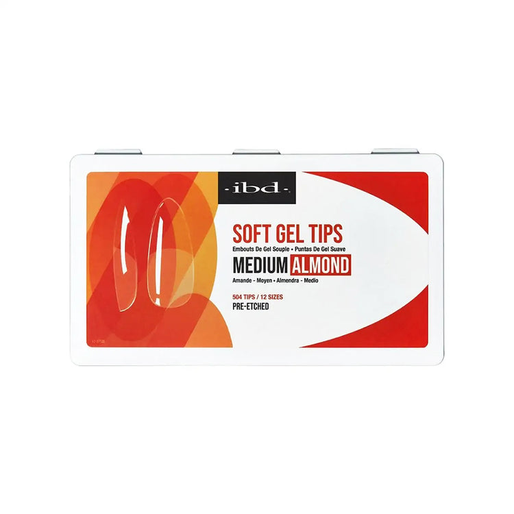 IBD Soft Gel Tips 504 Tips 12 Sizes - Medium Almond 36206