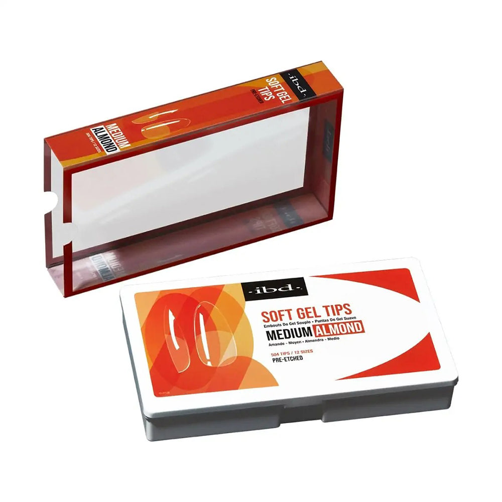 IBD Soft Gel Tips 504 Tips 12 Sizes - Medium Almond 36206