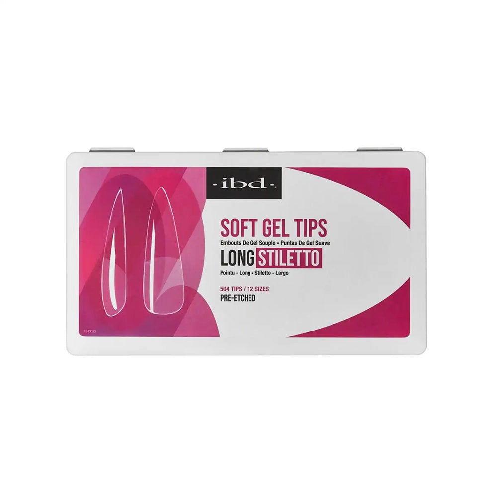 IBD Soft Gel Tips 504 Tips 12 Sizes - Long Stiletto 36208