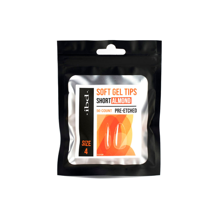IBD Soft Gel Tips 50ct Short Almond Size 4 37514