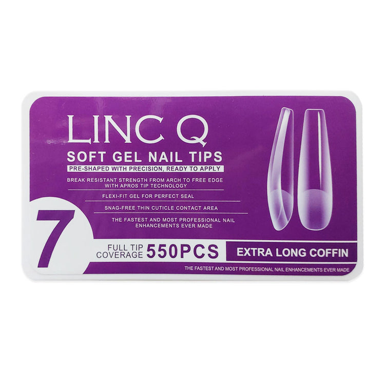 Linc Q Nail Tips 7 Full Tip EX-Long Coffin 550PC 89476