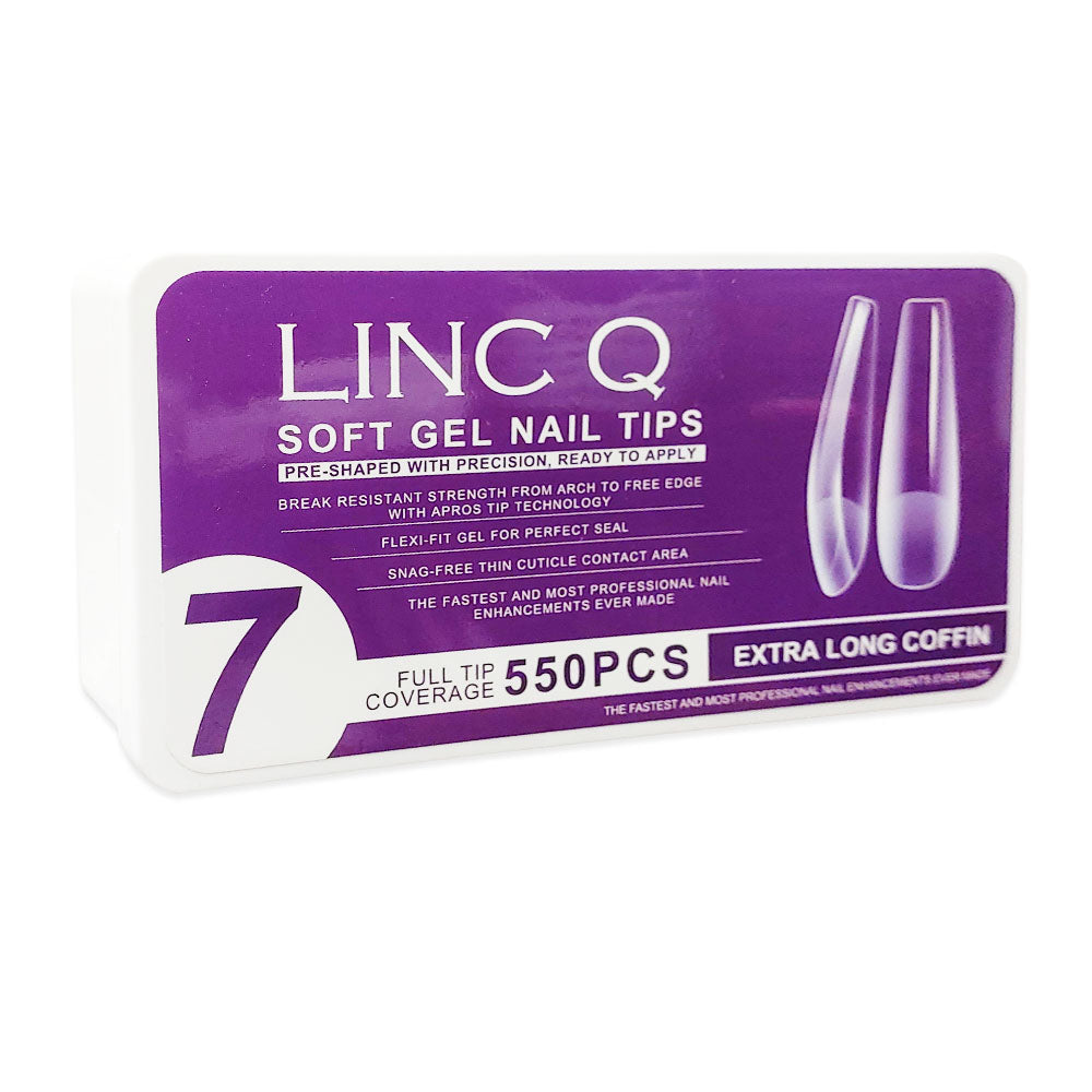 Linc Q Nail Tips 7 Full Tip EX-Long Coffin 550PC 89476