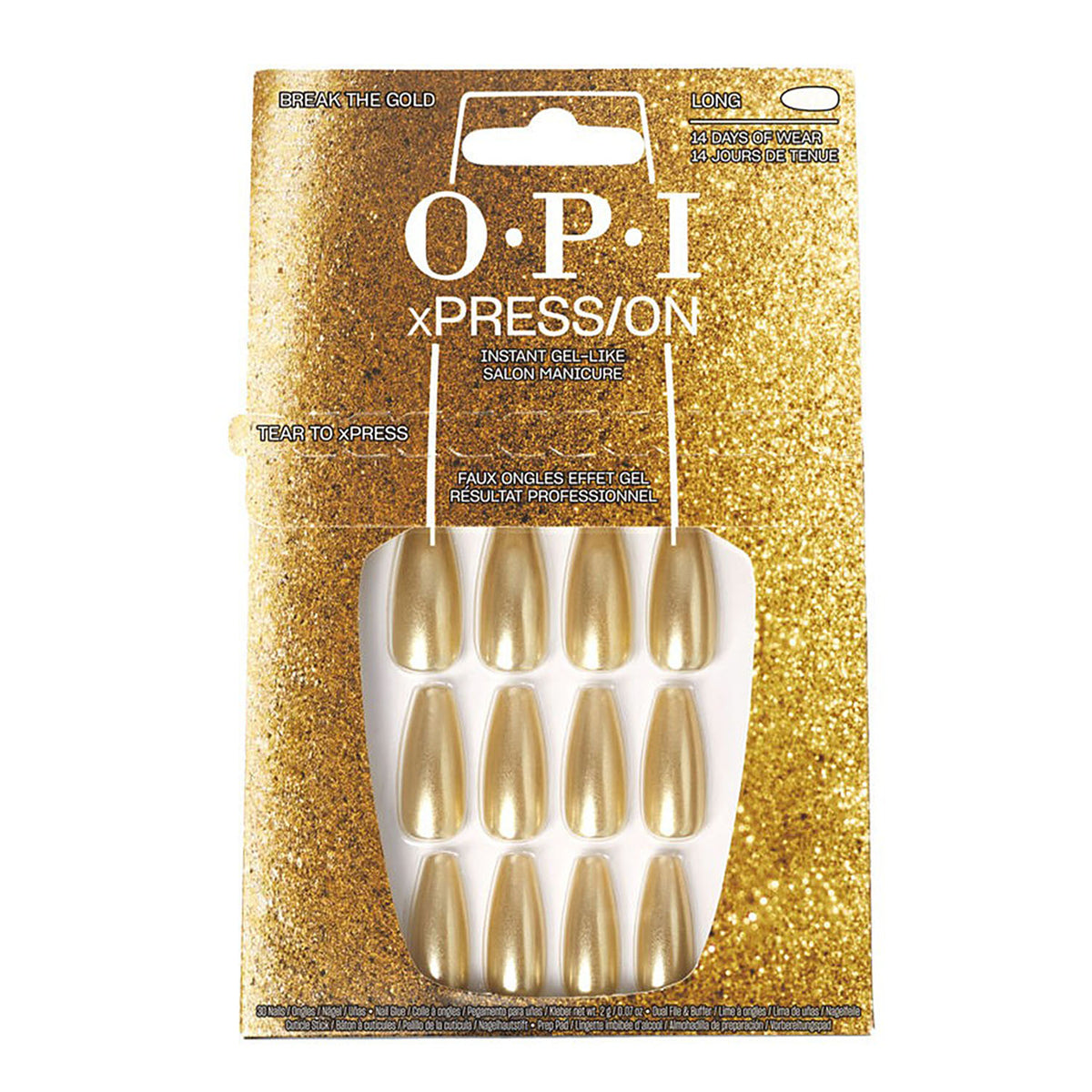 OPI xPRESS/ON Press On Nails Tips Effect - Break The Gold L