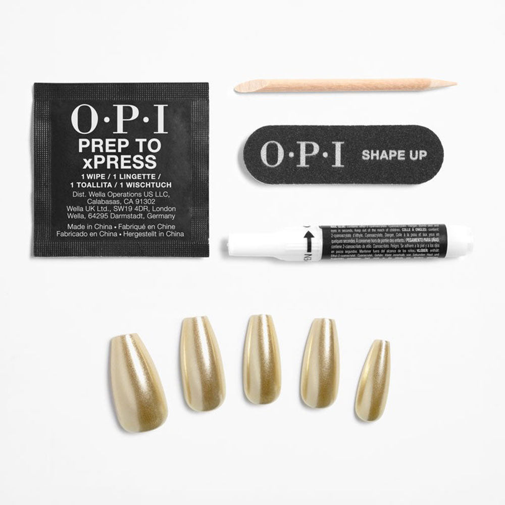 OPI xPRESS/ON Press On Nails Tips Effect - Break The Gold L