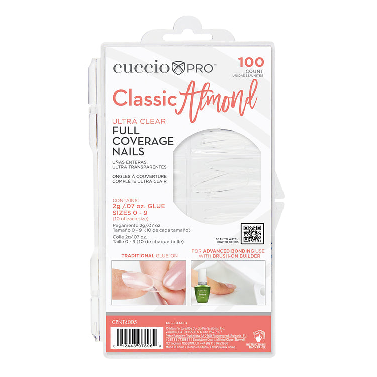 CuccioPRO Classic Almond Ultra Clear Tips 100ct. CPNT4005