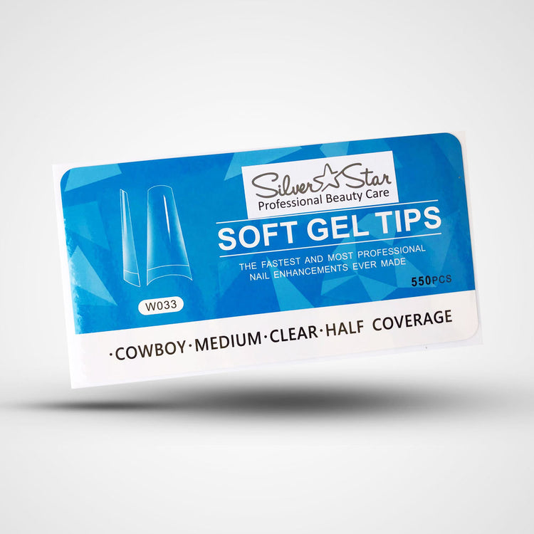 Silver Star Gel Tips 550PC Cowboy Clear Half Coverage M W033