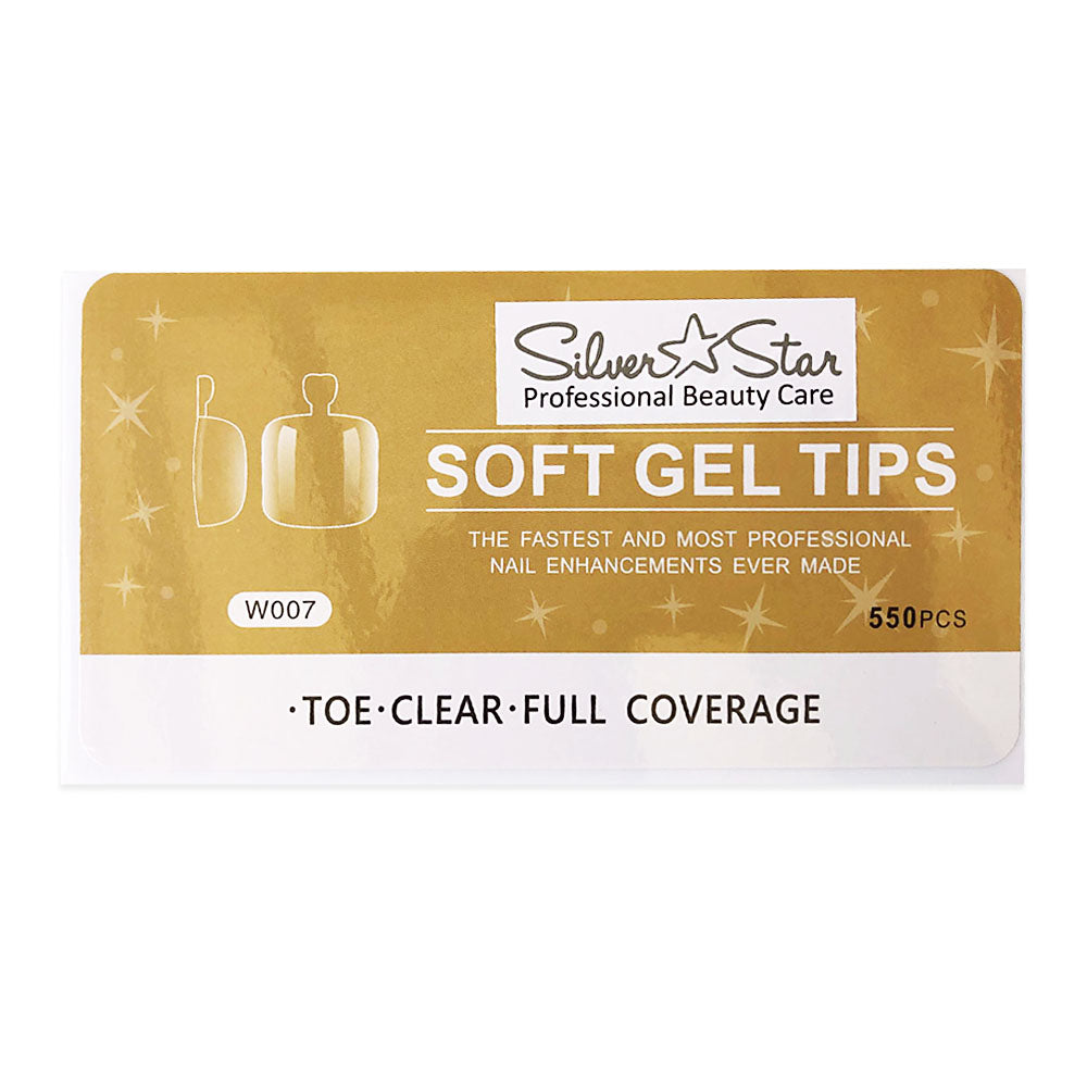 Silver Star Gel Tips 550PC Ongles de pied transparents couvrants W007