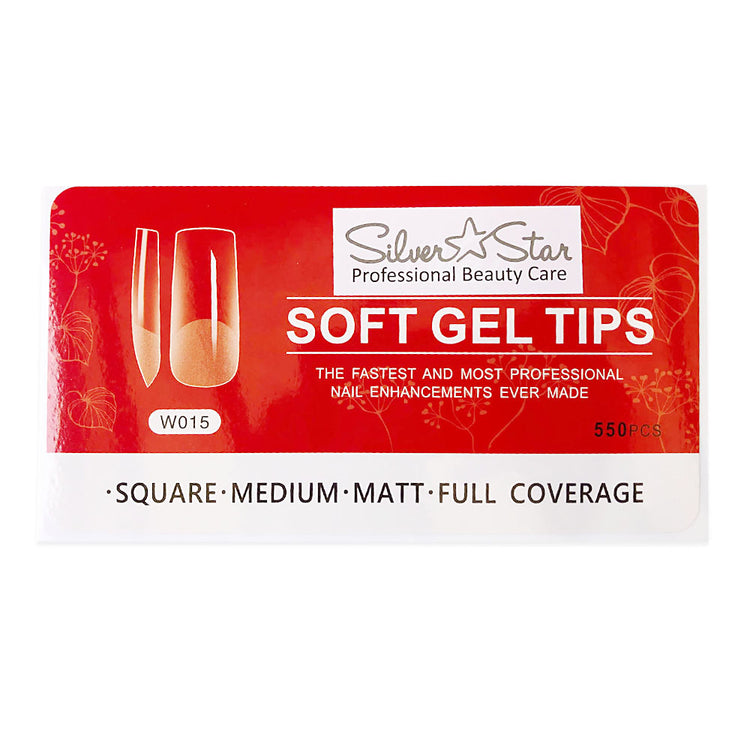 Silver Star Gel Tips 550PC Square Matt Full Coverage M W015