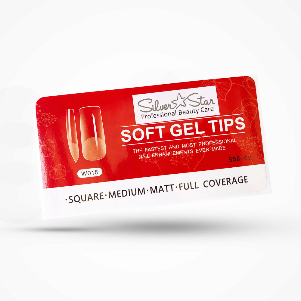 Silver Star Gel Tips 550PC Square Matt Full Coverage M W015