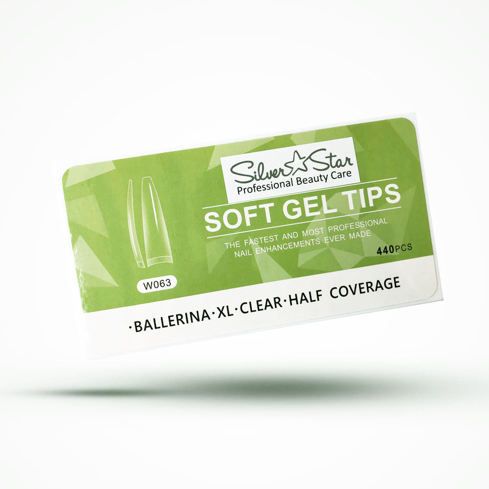 Silver Star GelTips 550PC Ballerina ClearHalfCoverageXL W063