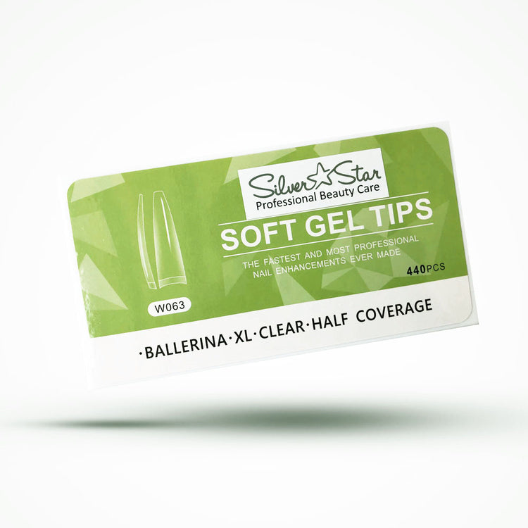 Silver Star GelTips 550PC Ballerina ClearHalfCoverageXL W063