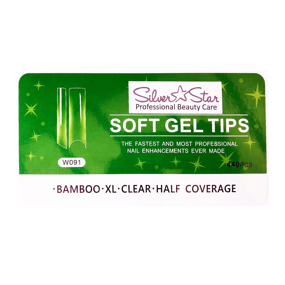Silver Star Gel Tips 550PC Bambou Transparent Demi-Couvrance XL W091