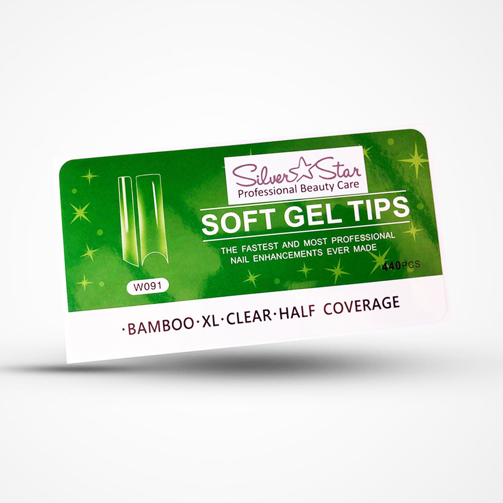 Silver Star Gel Tips 550PC Bambou Transparent Demi-Couvrance XL W091