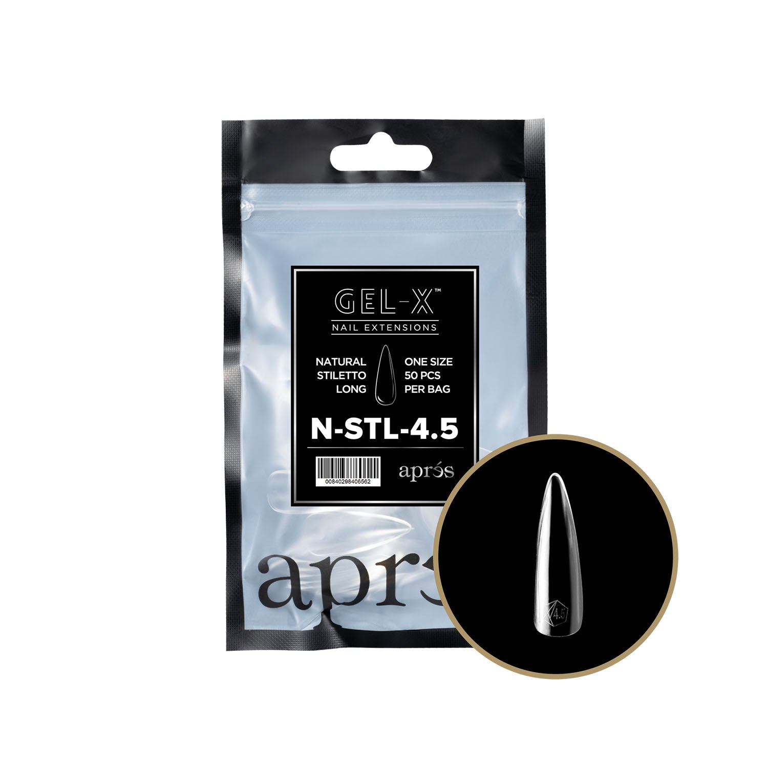Apres Gel-X Tips Natural Stiletto Long 50PK NSTL4.5