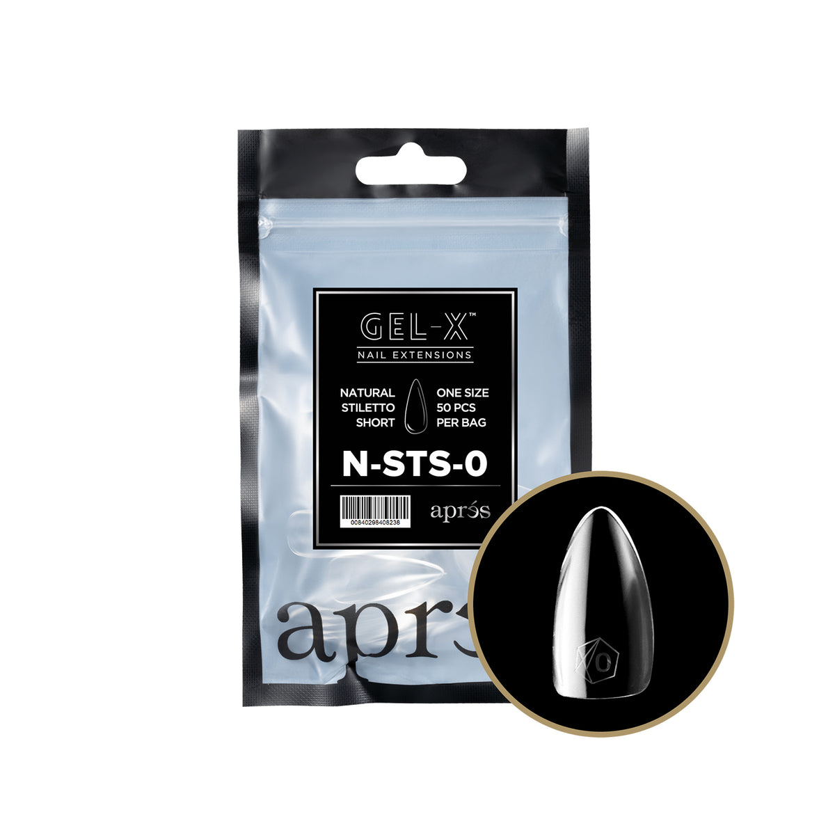 Apres Gel-X Tips Natural Stiletto Short Sachet de Rechange NSTS0