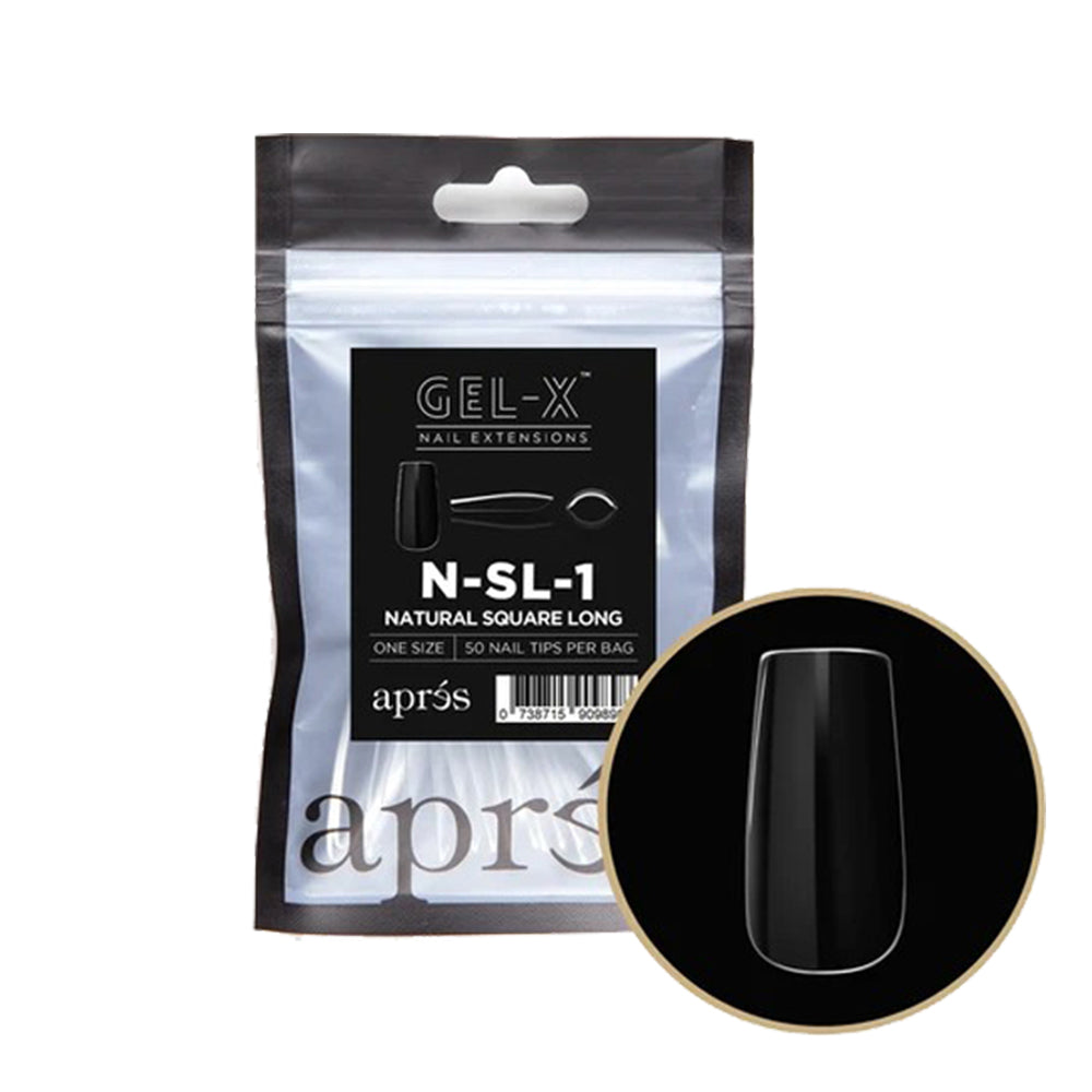 Đầu móng gel Apres Gel-X riêng lẻ vuông tự nhiên dài 50 chiếc NSL1