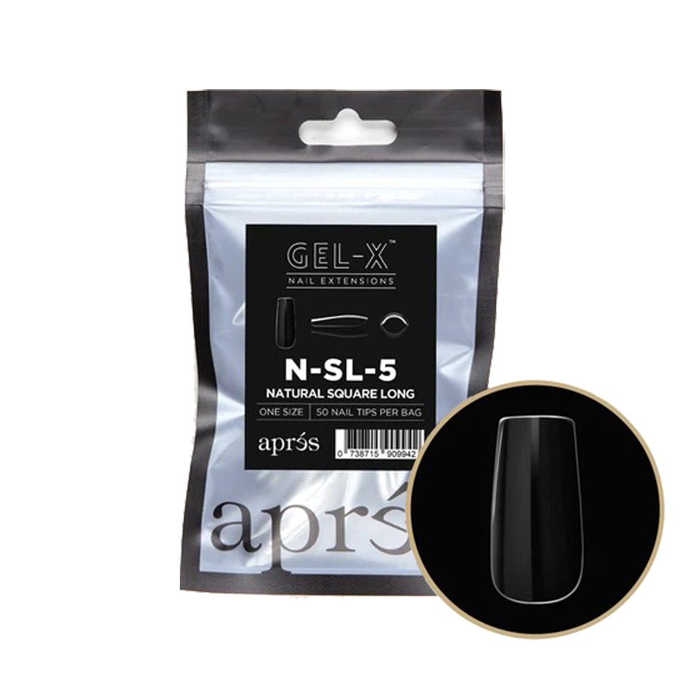 Apres Gel-X Đầu móng riêng lẻ Natural Square Dài 50 cái NSL5