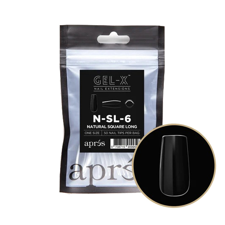 Apres Gel-X Individual Tips Natural Square Long 50PK NSL6