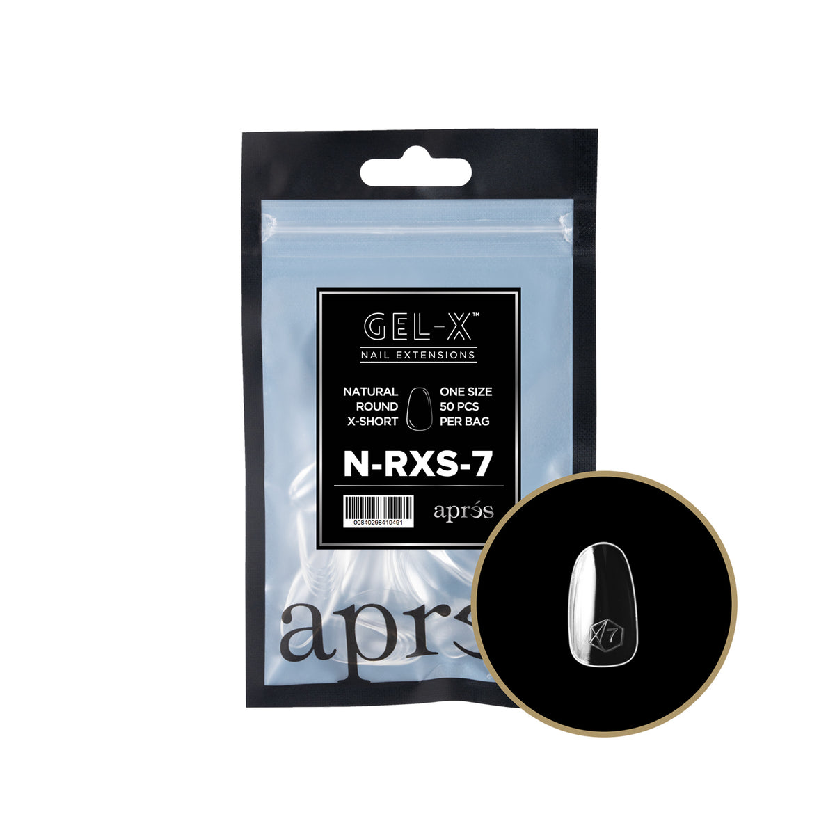 Apres Gel-X Tips Natural Round X-Short Túi Đổ Đầy NRXS7