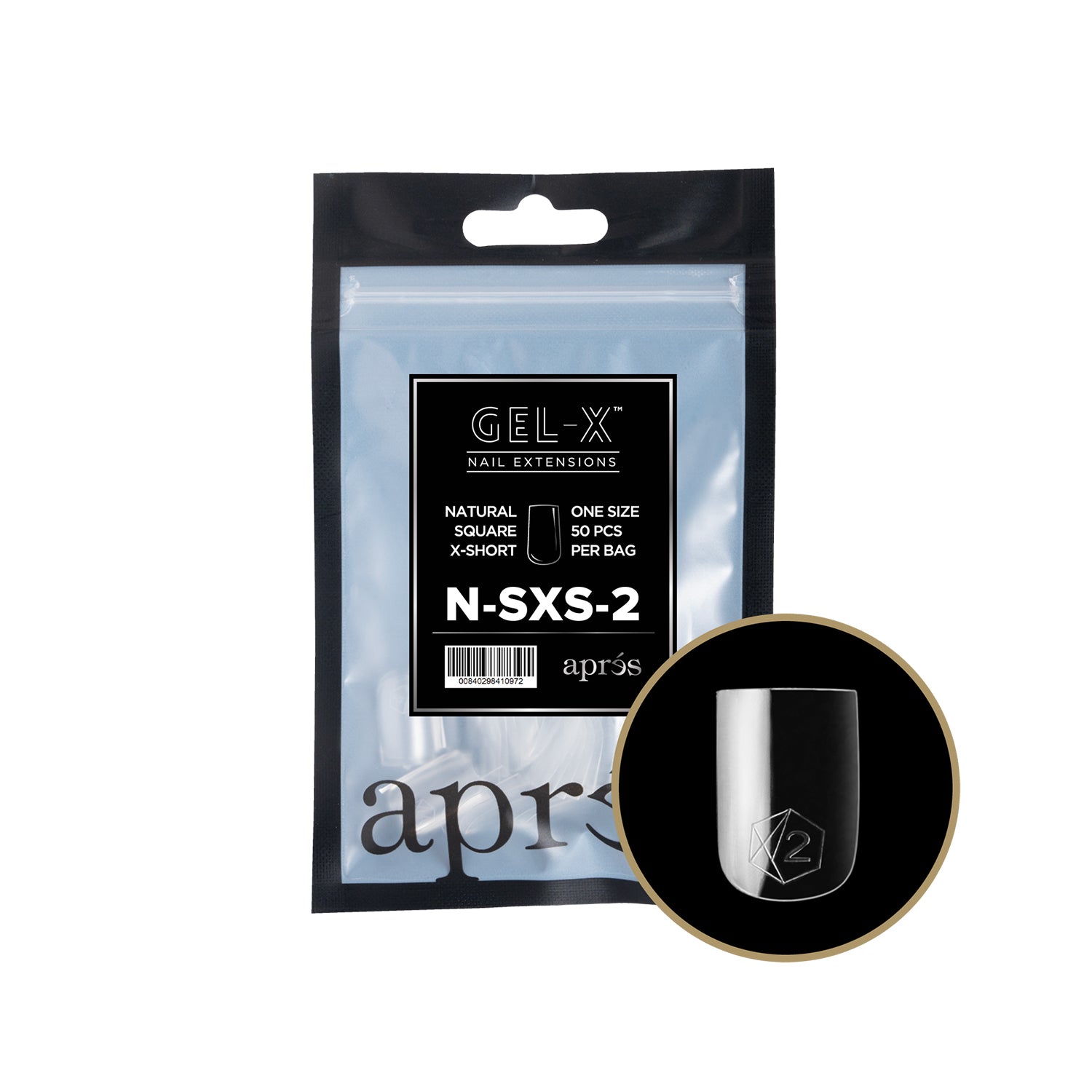 Apres Gel-X Tips Natural Square X-Short Refill Bag NSXS2