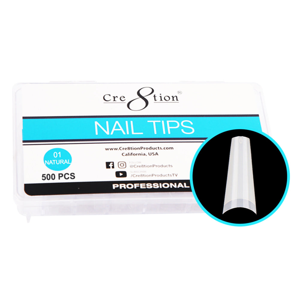 Cre8tion Nail Tips 500pcs 01 Natural Coffin 15130