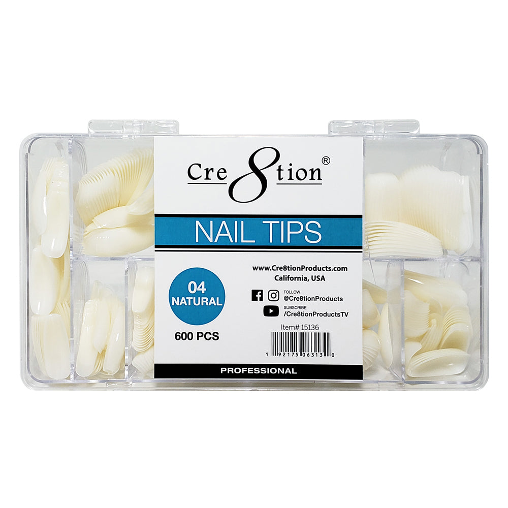 Cre8tion Nail Tips 600pcs 04 Natural Short Almond 15136